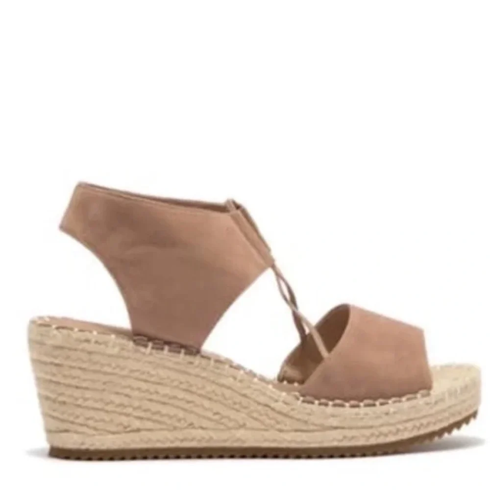 Eileen Fisher Agnes Leather Espadrille Wedge Sandals size 7